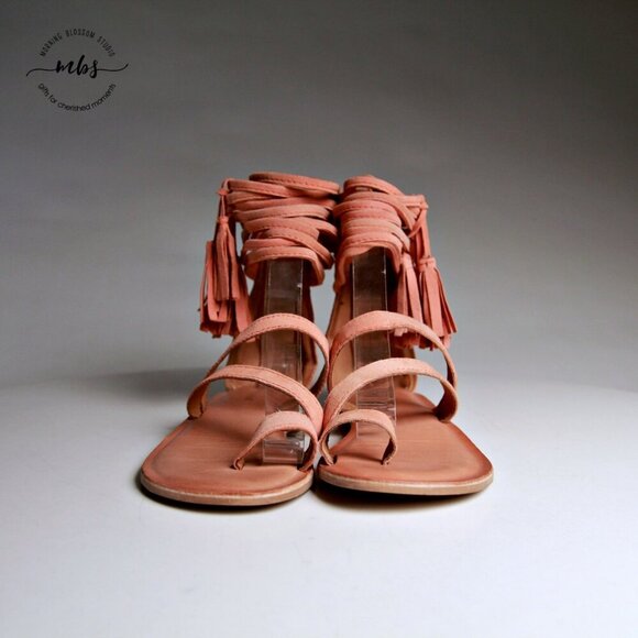 Jeffrey Campbell Glady Leather Tassel Zip Toe Loop Sandals Orange Women Size 3 - Picture 4 of 14